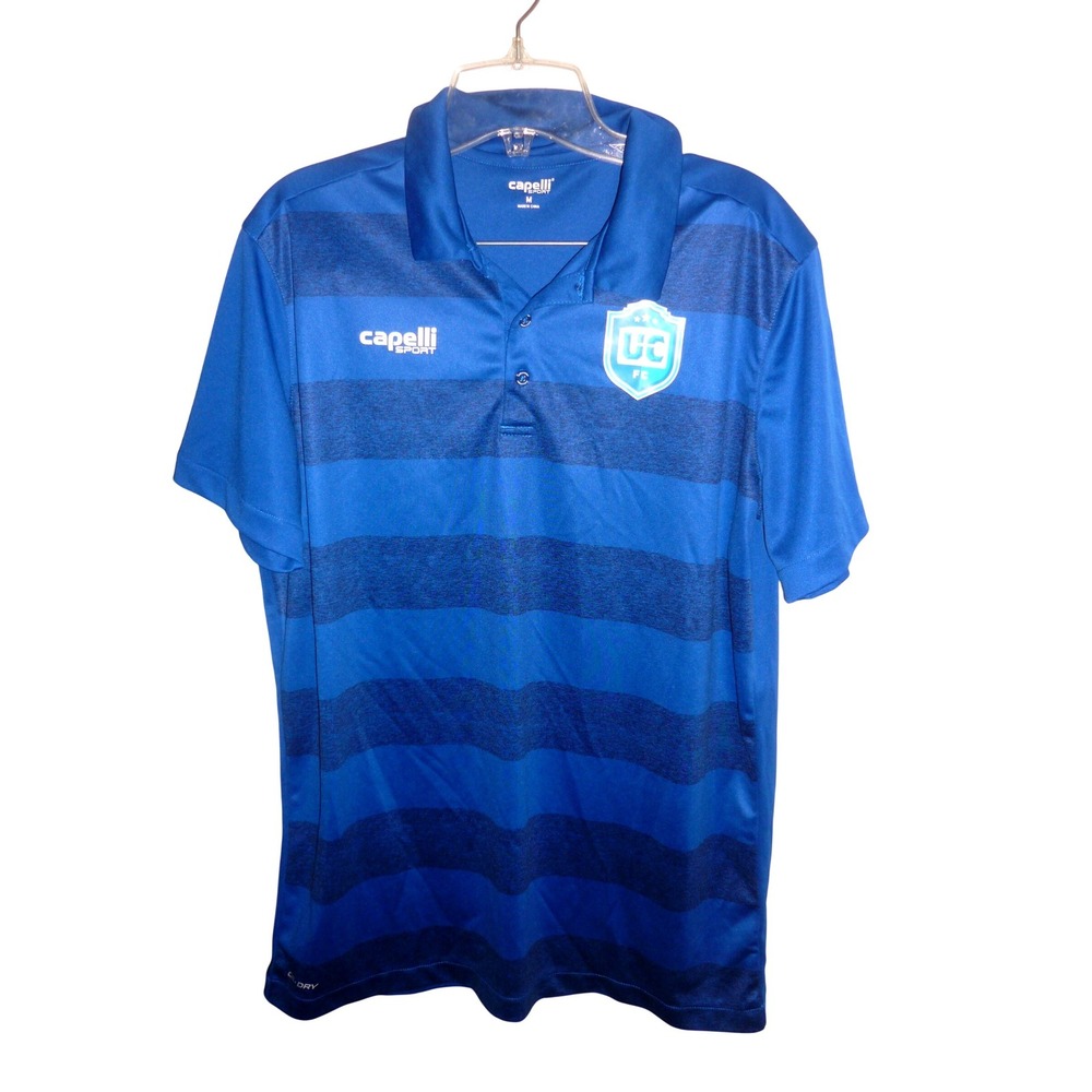 Capelli Sport UC FC Blue Striped Soccer Polo Shirt Mens Size Medium CS-Dry